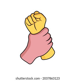 Pair of hands doing sign language Vector illustration