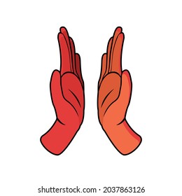 Pair of hands doing sign language Vector illustration