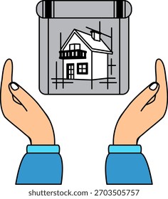 A pair of hands holding a blueprints