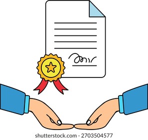Um par de mãos segurando um certificado