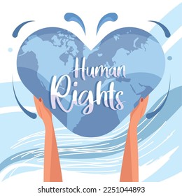 Pair of hands holding earth globe heart shape Human rights Vector