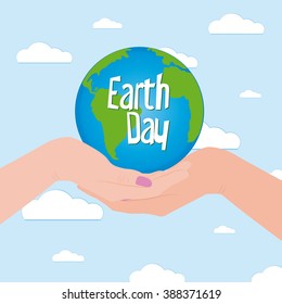 Pair of hands holding our planet for earth day
