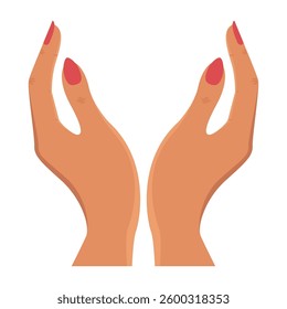 Pair of hands with red nails in cupped position Vector