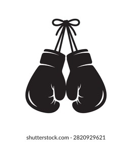 Pair of Hanging Boxing Gloves Vector Silhouette Isolated on White Background