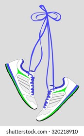 Pair of Hanging Sneakers - Vector