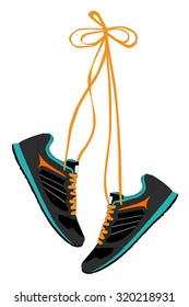 Pair Of Hanging Sneakers - Vector