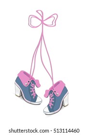 Pair of Hanging Sneakers - Vector