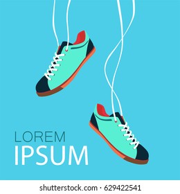 Pair of Hanging Sneakers - Vector
