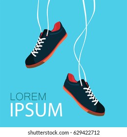 Pair of Hanging Sneakers - Vector