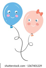 Pair of happily after balloons vector or color illustration