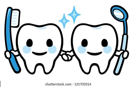 Pair of Happy smiling tooth