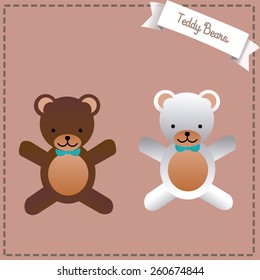 a pair of happy teddy bears on a brown background