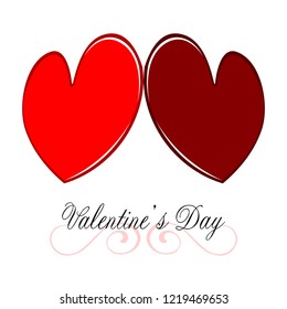 Pair of heart shapes. Valentine day. Vector illustration design