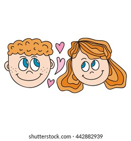 Pair, hearts, love, Valentines day card. Vector illustration.