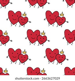 a pair of hearts on a white background. seamless pattern.