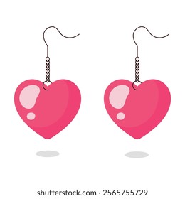 Pair of heart-shaped earrings. Valentine's Day. Flat style vector illustration.