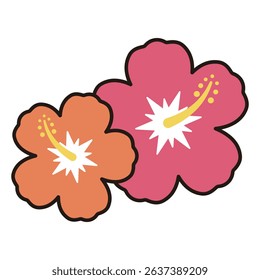 A Pair of Hibiscus Flowers Vector Illustration