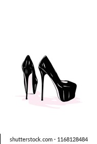 Pair of high heel shoes. Fashion illustration. Fashionable shoes vector. 