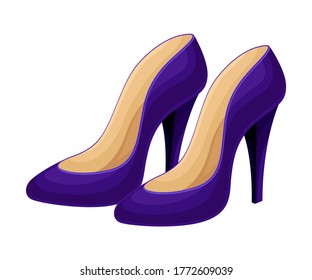 Pair of High Heeled Blue Shoes Isolated on White Background Vector Illustration
