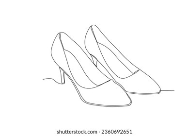 Un par de tacones altos. Dibujo de una línea de calzado