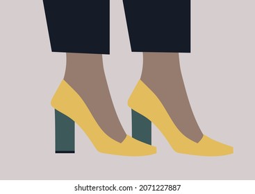 A pair of high heels in yellow and green, elegant modern lifestyle