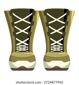 Par de botas de caminhada em pé em um fundo branco, pronto para a aventura