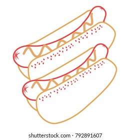 pair hot dogs bread and sausages food