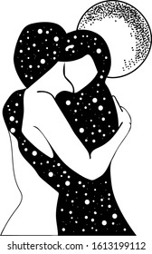 
A pair of human figures, the starry sky as a body.