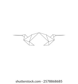 Pair Hummingbird Colibri Polygonal Lines, can use for Logo, Pictogram, Bird Figure, Website, Apps, or Graphic Design Element. Vector Illustration