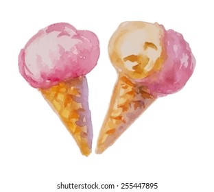 A pair of ice cream cone. Isolated