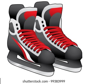 pair of ice skates on white background