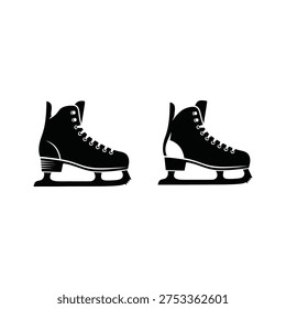 A pair of ice skates is shown on a surface for skating activities.