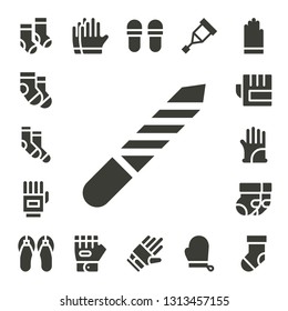 pair icon set. 17 filled pair icons.  Simple modern icons about  - Socks, Nail file, Gloves, Sandals, Glove, Slippers, Crutch, Sock