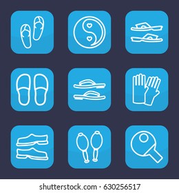 Pair icon. set of 9 outline pair icons such as glove, flip flops, slippers, yin yang, maracas