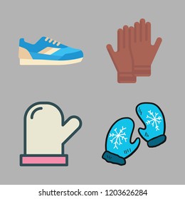pair icon set. vector set about sneaker, mitten and gloves icons set.