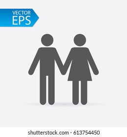 Pair icon. Stick figures holding hands. Man and woman.Man and woman. Family. 
