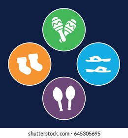 Pair icons set. set of 4 pair filled icons such as baby socks, slippers, maracas