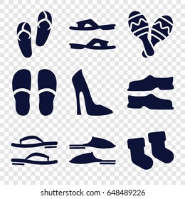 Pair icons set. set of 9 pair filled icons such as baby socks, woman shoe, flip flops, slippers