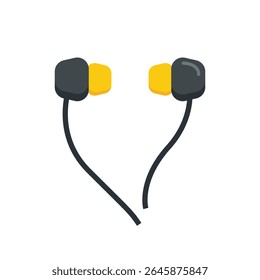 A pair of in-ear headphones are presented against a stark white background, creating a minimalist and clean composition. 