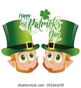 a pair of irish elves with traditional hats for patrick's day