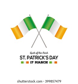 Pair of irish flags on a white background with text