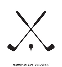 Pair of iron or wedge golf club with golf ball flat vector icon for sports apps and websites