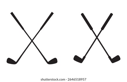 Pair of iron or wedge golf club flat vector icon for sports apps and websites. vector illustration isolated on transparent background. Vector illustration eps file.