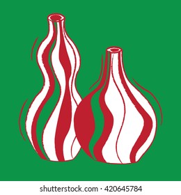 Pair of Italian Style Vases Vector Icon - Rough style, compound paths