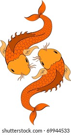 Pair of Japanese Koi fish swim together