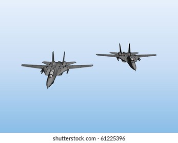 Pair of jet fighters vector