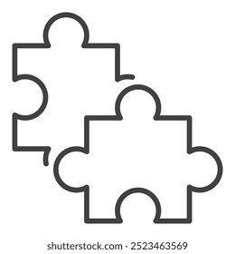 Pair of Jigsaw Puzzle Pieces vector concept linear icon or symbol
