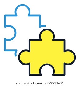 Pair of Jigsaw Puzzles vector concept colored icon or logo element