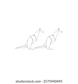 Pair Kangaroo Polygonal Lines, can use for Logo, Pictogram, Animal Figure, Website, Apps, or Graphic Design Element. Vector Illustration