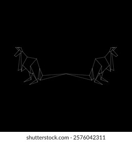 Pair Kangaroo Polygonal Lines, can use for Logo, Pictogram, Animal Figure, Website, Apps, or Graphic Design Element. Vector Illustration